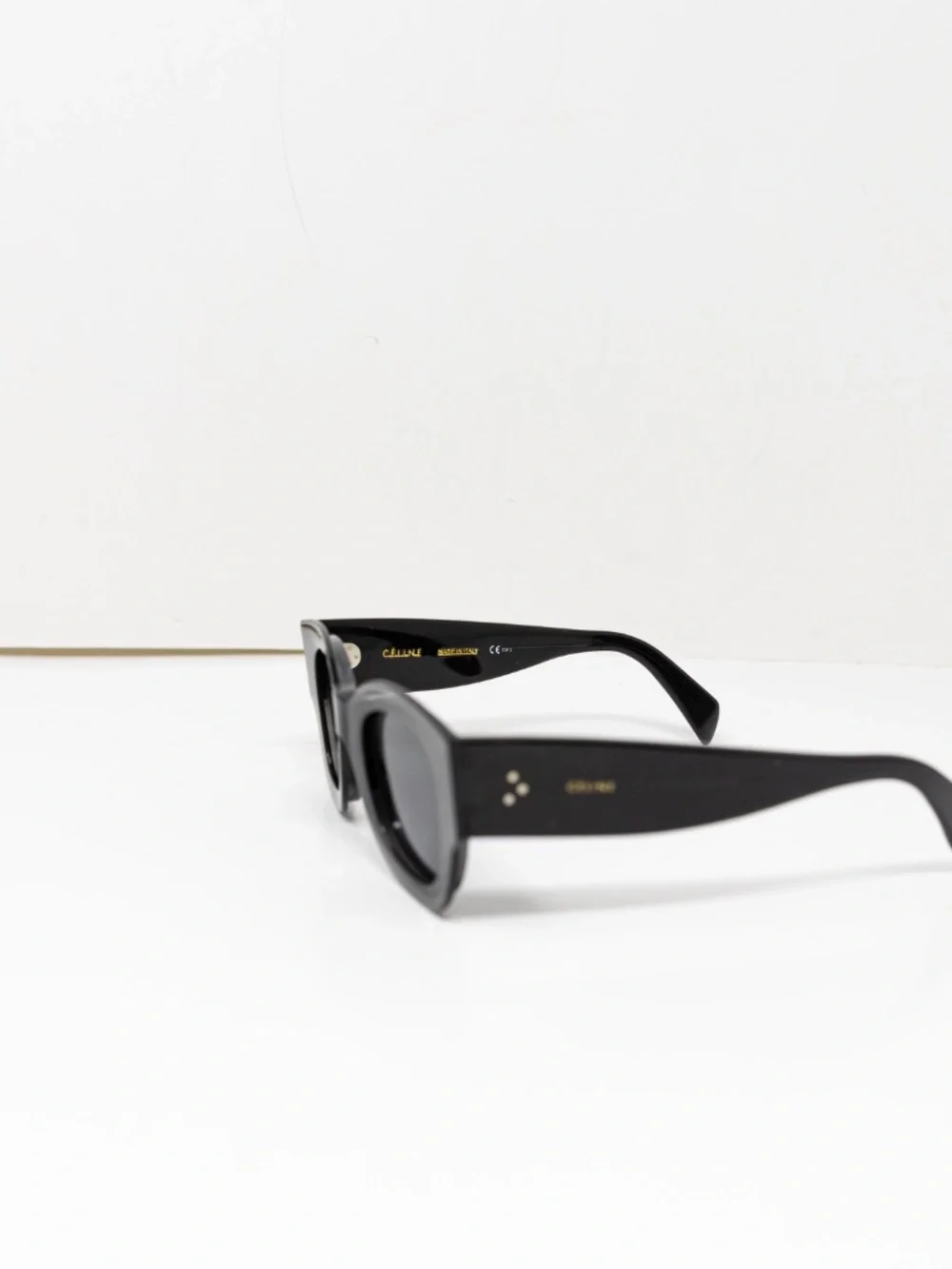 Celine Women's CL 41446/S Round Lenses Cat Eye Gray Black Sunglasses